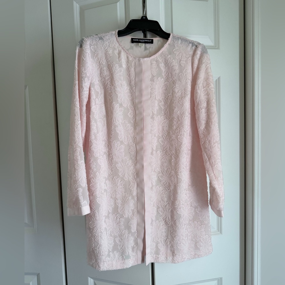 Karl Lagerfeld Light Pink Floral Lace Coat Jacket